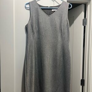 Kasper Gray Suit Dress V-Neck Sleeveless
